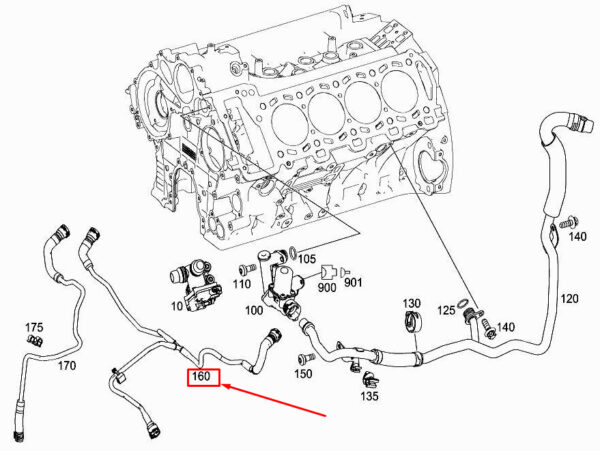MERCEDES-BENZ E W213 Engine Return Line A1772001200 ORIGINAL