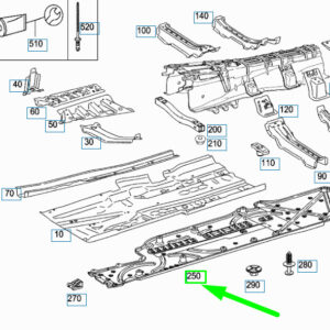 MERCEDES-BENZ S W221 Right Main Floor Underbody Cover A2216100208 ORIGINAL