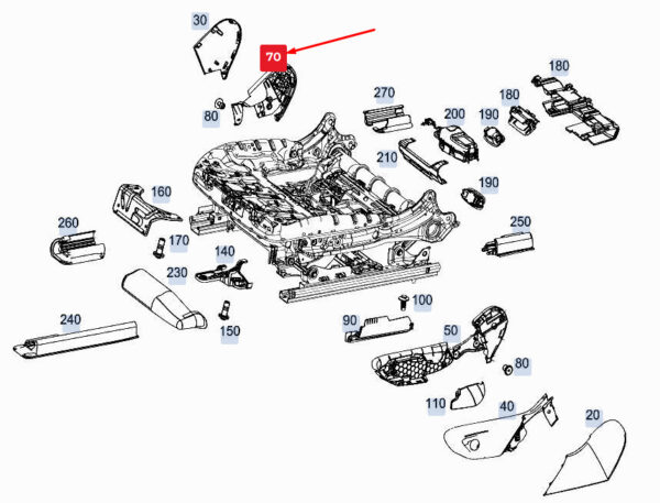 MERCEDES-BENZ GLE W167 Inner Left Seat Reinforcement A1679100701 ORIGINAL