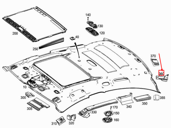 MERCEDES-BENZ CLS C257 Rear Right Roof Absorber A2576924600 ORIGINAL