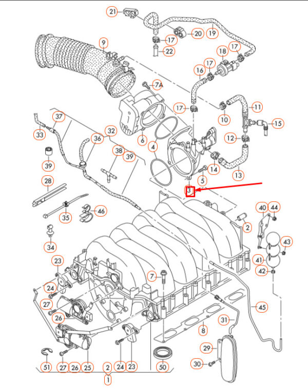 AUDI A6 C6 Throttle Body Connector Union 079133021C ORIGINAL - Image 4