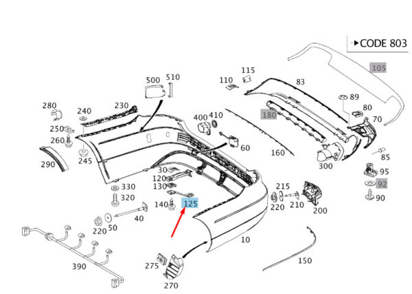 MERCEDES-BENZ E W212 Rear Right Bumper Bottom Bracket A2128853614 ORIGINAL