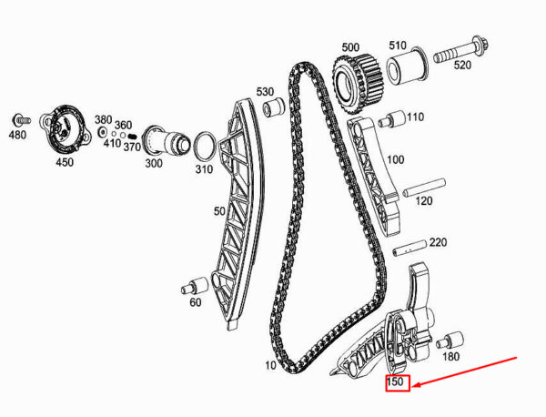 MERCEDES-BENZ CLS C257 Engine Chain Sliding Rail A2560503300 ORIGINAL