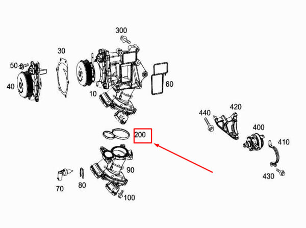 MERCEDES-BENZ S W222 Engine Thermostat Molded Seal A6562031100 ORIGINAL