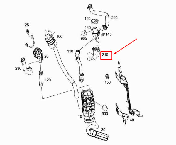 MERCEDES-BENZ S W222 Heater Molded Hose A2225000175 ORIGINAL