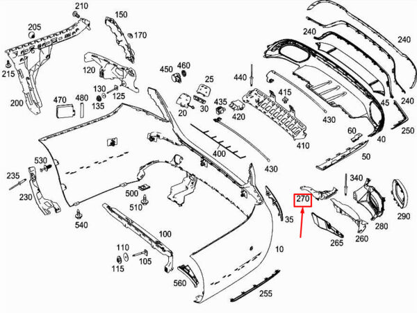 MERCEDES-BENZ E W213 Rear Right Lower Bumper Bracket A2138850114 ORIGINAL