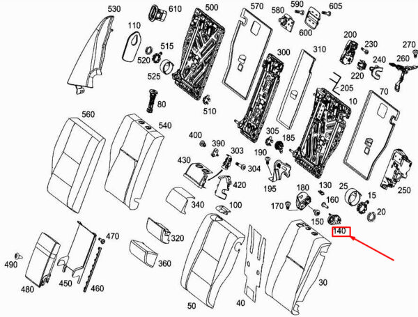 MERCEDES-BENZ GLC X253 Rear Backrest Limit Switch A2539052300 ORIGINAL
