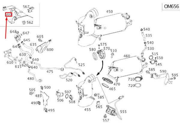 MERCEDES-BENZ S W222 NOX Sensor Bracket A2224915500 ORIGINAL