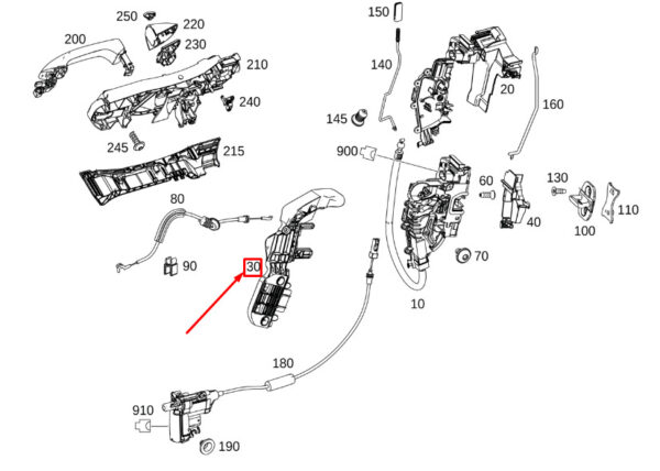 MERCEDES-BENZ S W222 Front Right Lock To Door Bracket A2227230214 ORIGINAL