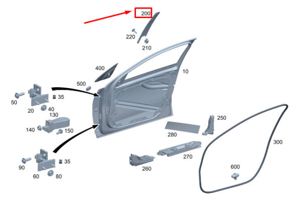 MERCEDES-BENZ C S206 Outer Left B-Pillar Trim Molding A2066906300 ORIGINAL