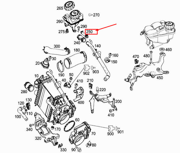 MERCEDES-BENZ E W213 Expansion Reservoir Vent Line A1772002500 ORIGINAL