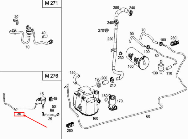 MERCEDES-BENZ SLK R172 Purge Line To Engine A1724700224 ORIGINAL