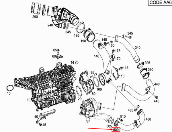 MERCEDES-BENZ CLS C257 Engine Charged Air Line A2560980507 ORIGINAL