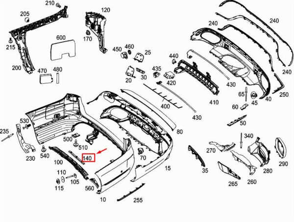 MERCEDES-BENZ E W213 Rear Bumper Central Reinforcement A2138855002 ORIGINAL