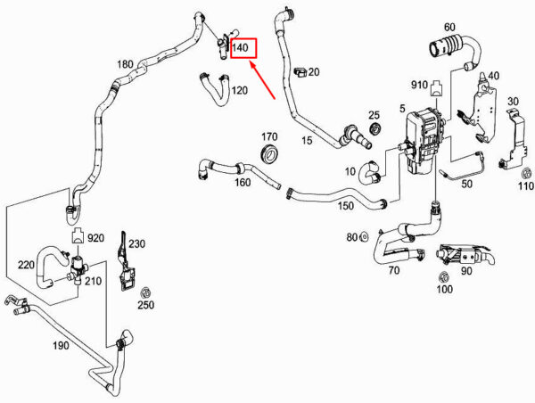 MERCEDES-BENZ GLE W166 Water Line Connection Fitting A1669971859 ORIGINAL