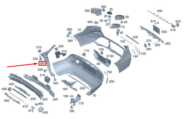 MERCEDES-BENZ EQC Rear Left Bumper Mounting Rail A2938803700 ORIGINAL