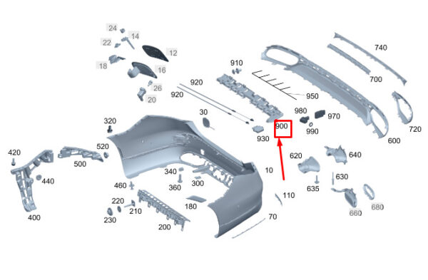 MERCEDES-BENZ S W223 Rear Tailgate Motion Sensor Bracket A2238857800 ORIGINAL