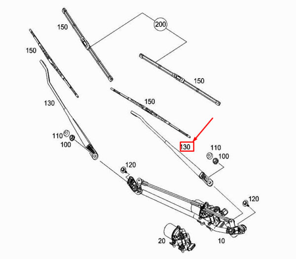 MERCEDES-BENZ CITAN W415 Front Left Wiper Arm A4158240028 ORIGINAL