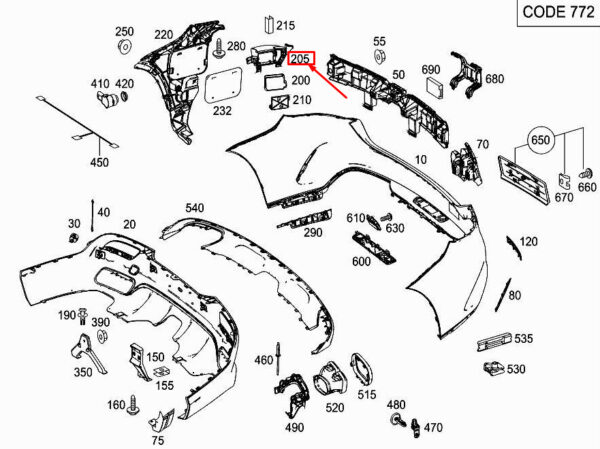 MERCEDES-BENZ GLE C292 Rear Right Radar Sensor Bracket A2928850440 ORIGINAL