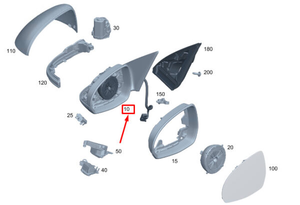 MERCEDES-BENZ C S206 Front Right Side Wing Mirror LHD A2068109404 ORIGINAL