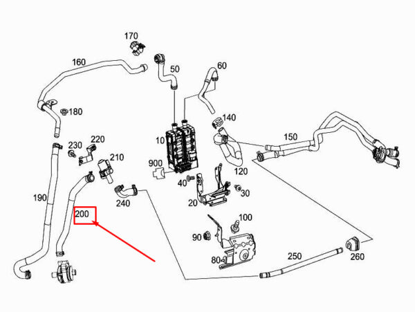 MERCEDES-BENZ GLC X253 Engine Hot Water Hose A2535060035 ORIGINAL