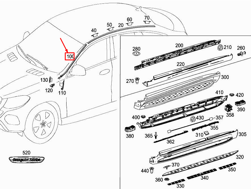 MERCEDES-BENZ GLE Coupe C292 Front Left Windshield Strip A2926900162 ORIGINAL 1 MERCEDES-BENZ GLE Coupe C292 Front Left Windshield Strip A2926900162 ORIGINAL