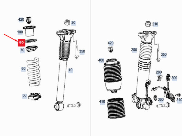 MERCEDES-BENZ GLE W167 Upper Spring Shim A1673242400 ORIGINAL