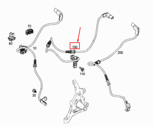MERCEDES-BENZ SLK R172 Front RH Brake Wear Sensor Wiring A1725401505 ORIGINAL