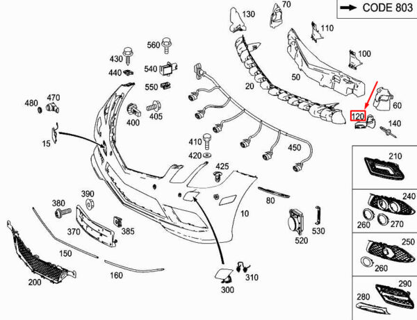 MERCEDES-BENZ Cabrio A207 Front LH Bumper Reinforcement A2078851516 ORIGINAL