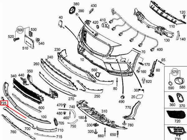 MERCEDES-BENZ GLA X156 Front Bumper Right Side Spoiler A1568854901 ORIGINAL