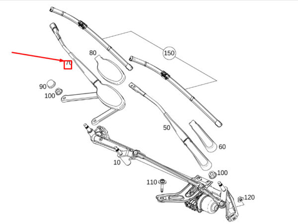 MERCEDES-BENZ GLB X247 Front Left Wiper Arm RHD A2478201901 ORIGINAL