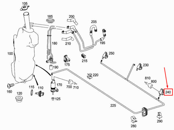 MERCEDES-BENZ R W251 Left Windscreen Nozzle Jet A2518600947 ORIGINAL