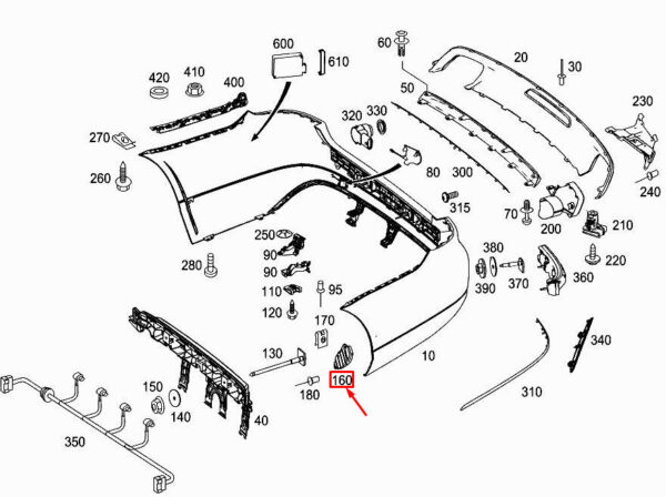 MERCEDES-BENZ CLS C218 Rear Right Bumper Reinforcement A2188850116 ORIGINAL