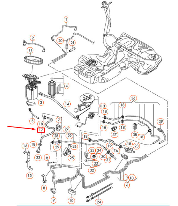 AUDI A4 B8 Feed Fuel Hose 8T0201215Q ORIGINAL - Image 4