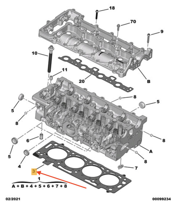PEUGEOT 3008 Engine Cylinder Head Gasket 9807092280 ORIGINAL - Image 2