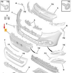 PEUGEOT 208 MK1 A9 Front Bumper Stone Guard Grille 1613485680 ORIGINAL