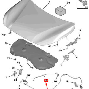 PEUGEOT 208 MK2 P21 Engine Hood Stay 9823212380 ORIGINAL