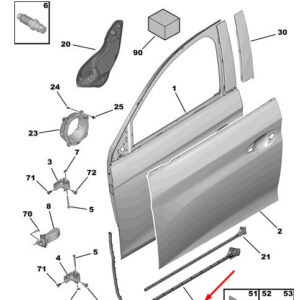 PEUGEOT 208 MK1 P21 Front Left Door Weatherstrip 9823194680 ORIGINAL