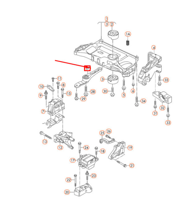 AUDI A3 8P Rear Engine Support 1K0199855BC ORIGINAL - Image 4