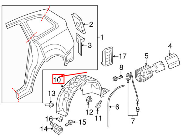 AUDI Q7 4M Rear Left Inner Fender Liner 4M0810171H ORIGINAL - Image 4