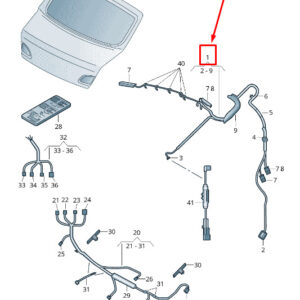SKODA SUPERB MK2 3T Right Upper Tailgate Cable Set 3T0971147C ORIGINAL