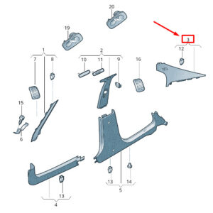 SKODA SUPERB MK2 3T Right Upper C-Pillar Trim 3T9867288A1DZ ORIGINAL