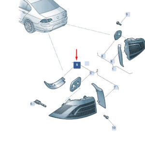 SKODA SUPERB MK3 Rear Left Outer Lamp Trim 3V5945253 ORIGINAL