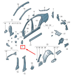 SKODA SUPERB MK2 3T Left Side Member Filler Plate 3T0810457 ORIGINAL