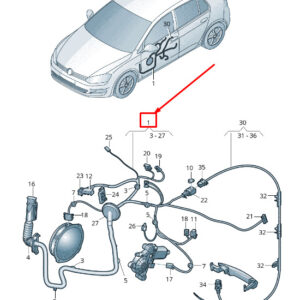 SKODA OCTAVIA 5E MK3 Front Right Door Wiring LHD 5E1971121AE ORIGINAL
