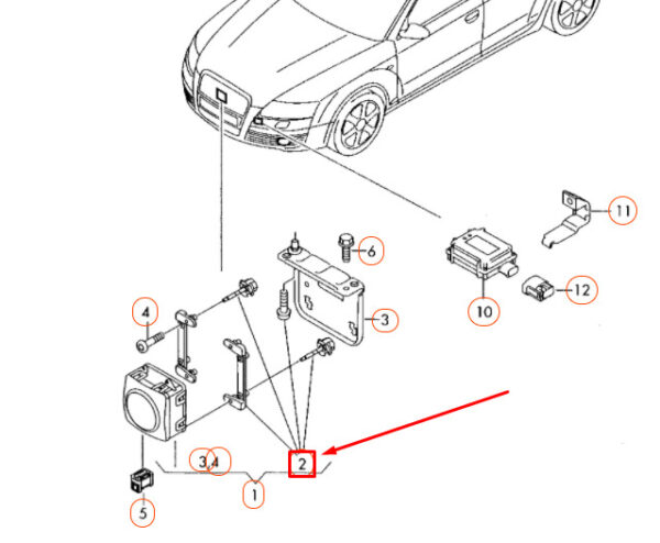 AUDI A6 C6 Cruise Control Distance Sensor Hardware Kit 4F0998561A ORIGINAL - Image 3