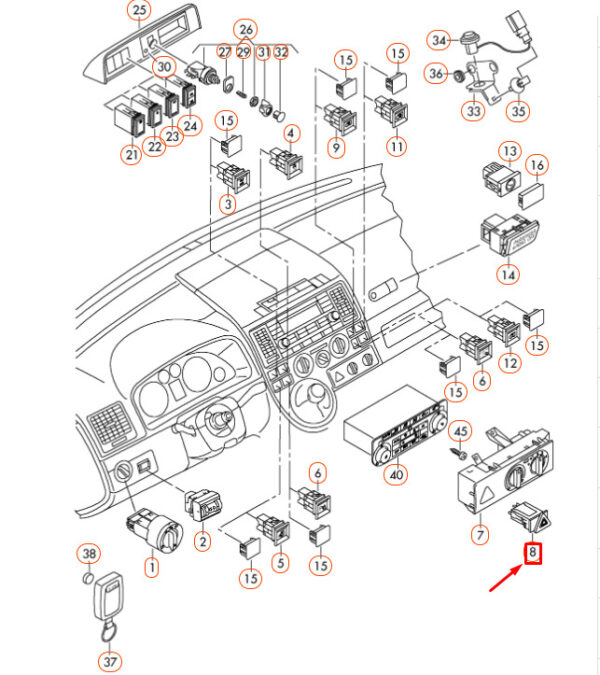 Volkswagen TRANSPORTER T5 Emergency Light Switch 6Y0953235A303 ORIGINAL - Image 4