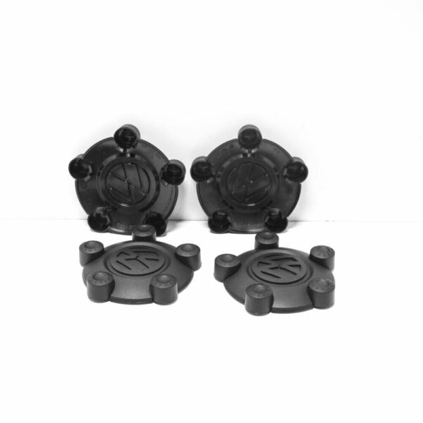 VW Caddy Mk3 Wheel Center Hub Satin Black Caps Set 2K06011699B9 ORIGINAL - Image 4