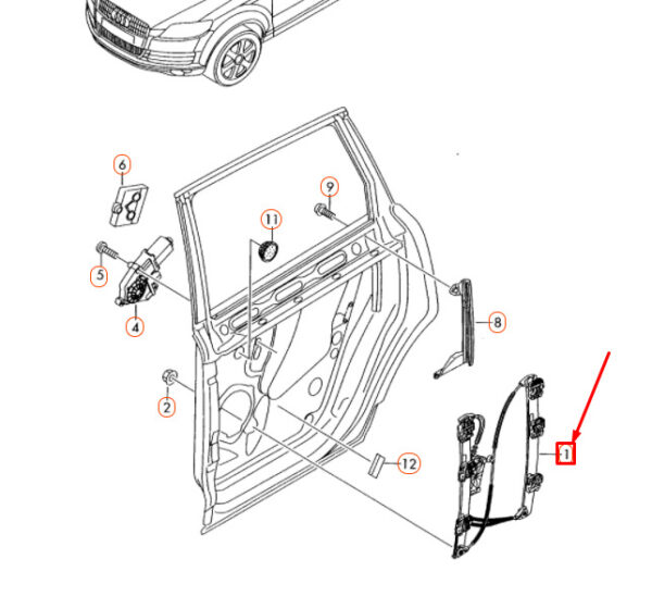 AUDI Q7 4L Rear Right Door Window Regulator 4L0839462D ORIGINAL - Image 3