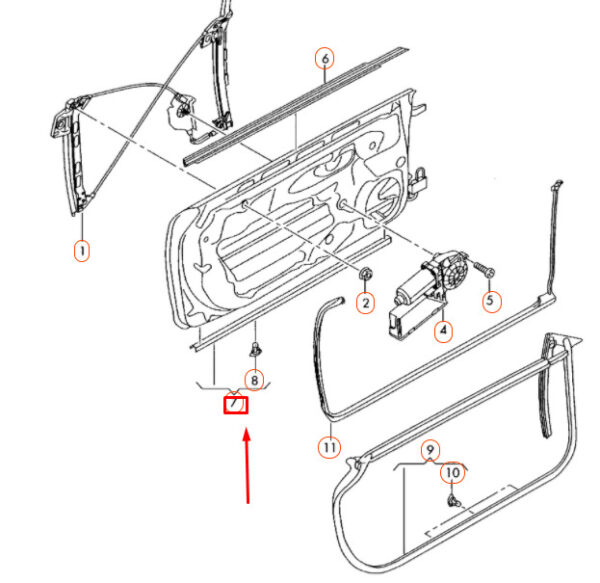 AUDI A4 Convertible B6 Front Right Door Side Member Seal 8H0837718B ORIGINAL - Image 4